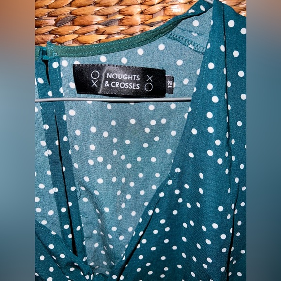 🌲🚉 Dissh Dark Green Polka Dot Tie Dress 🚉🌲 Size 12 - Picture 7 of 10